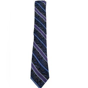 ProntoUomo platinum Mens wearhouse gray purple black stripe 100 % silk paisley